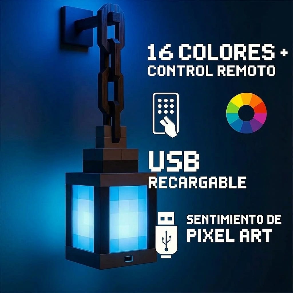 Linterna Minecraft LED con Cadena