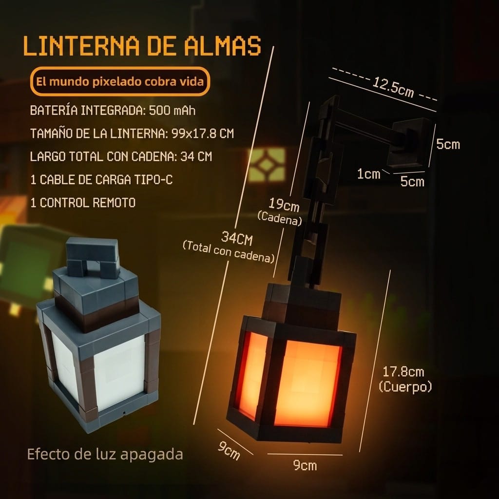 Linterna Minecraft LED con Cadena